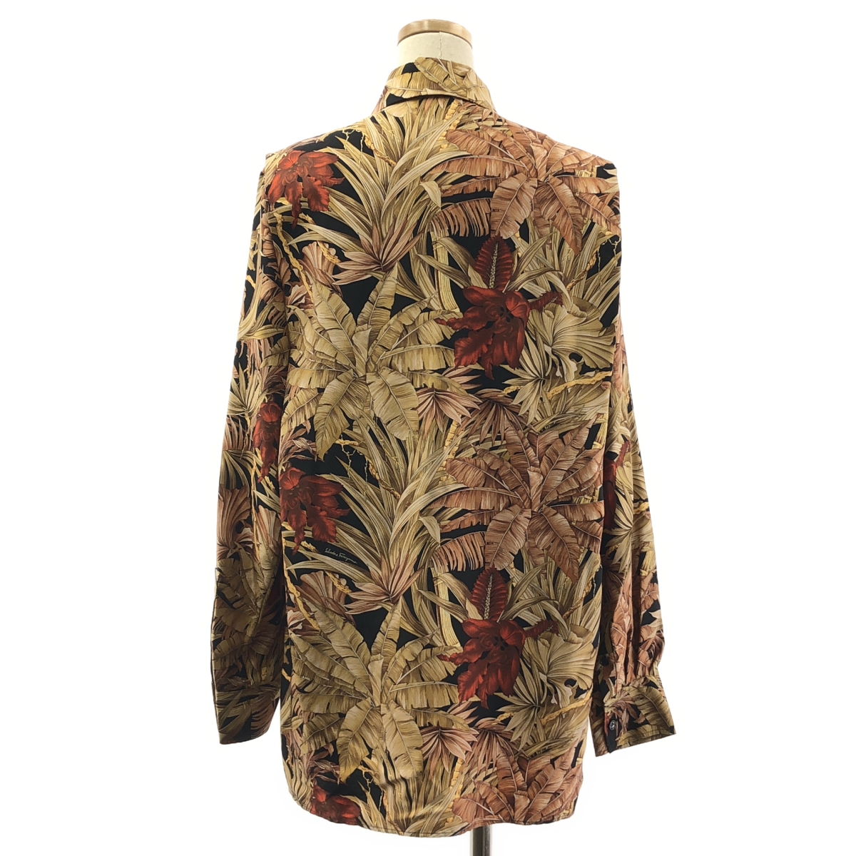 Salvatore Ferragamo / サルヴァトーレフェラガモ silk 100％ / シルク 総柄 オーバー シャツ ブラウス