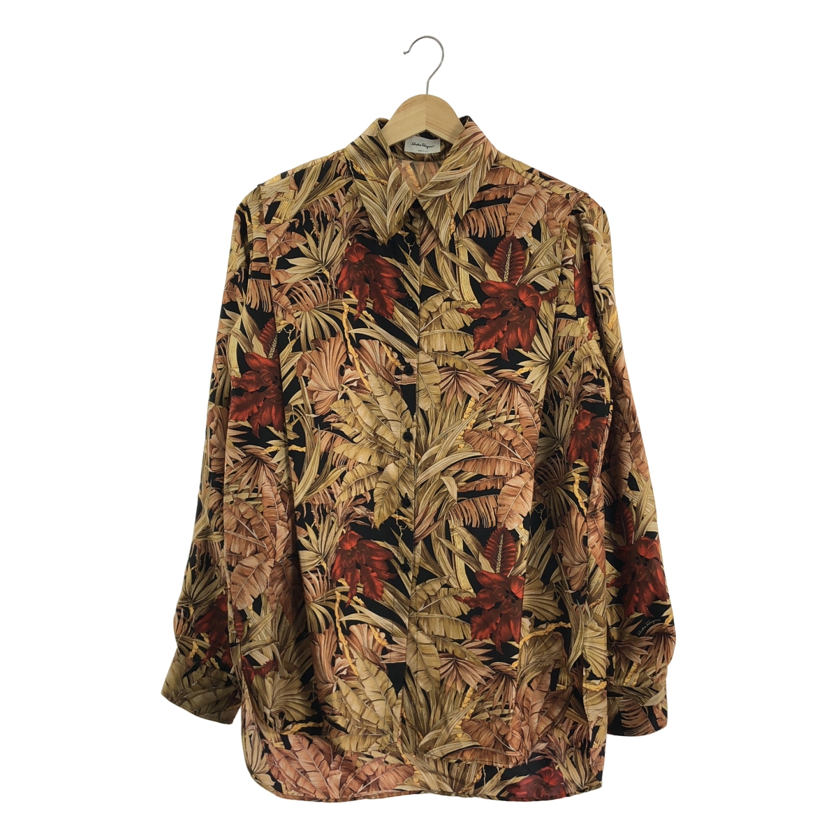 Salvatore Ferragamo / サルヴァトーレフェラガモ silk 100％ / シルク 総柄 オーバー シャツ ブラウス