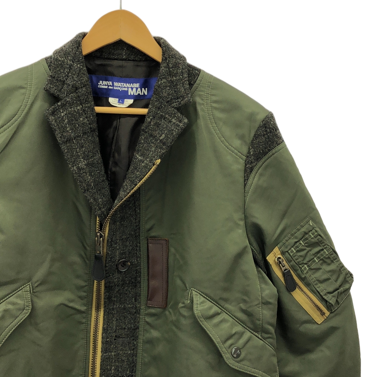 JUNYA WATANABE COMME des GARCONS MAN / ジュンヤワタナベコムデギャルソンマン L-2Bフライトジャケット ドッキング チェック ツイード テーラードジャケット