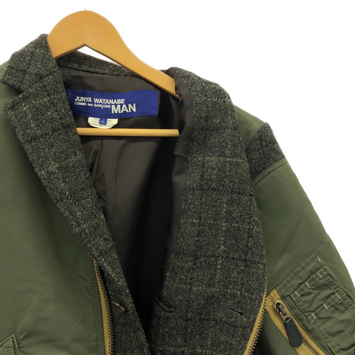 JUNYA WATANABE COMME des GARCONS MAN / ジュンヤワタナベコムデギャルソンマン L-2Bフライトジャケット ドッキング チェック ツイード テーラードジャケット