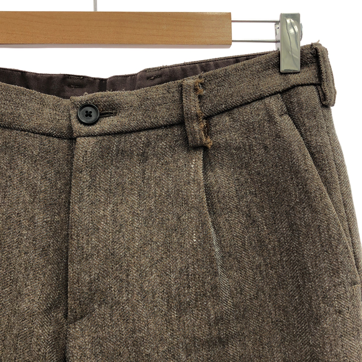 kolor / カラー ヘリンボーン ウール タック スラックス パンツ