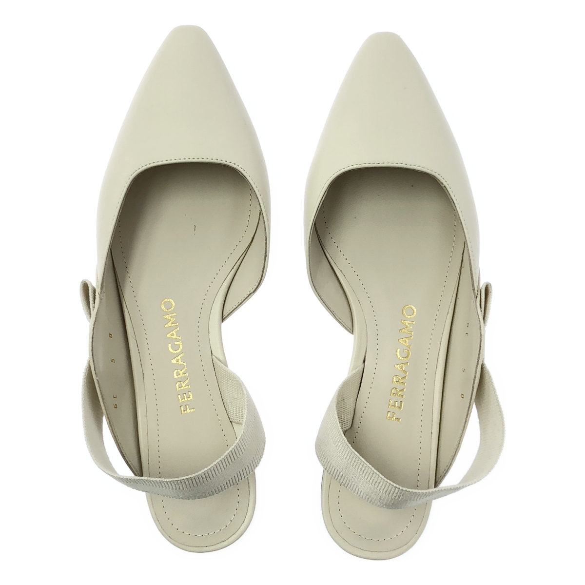 FERRAGAMO / フェラガモ VANIA FLATS / レザー ロゴ ポインテッドトゥ パンプス ミュール