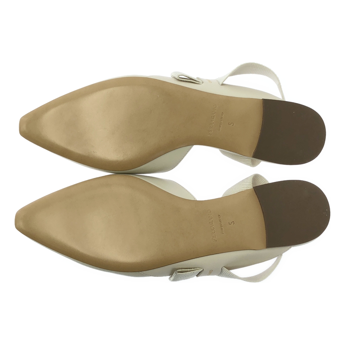 FERRAGAMO / フェラガモ VANIA FLATS / レザー ロゴ ポインテッドトゥ パンプス ミュール