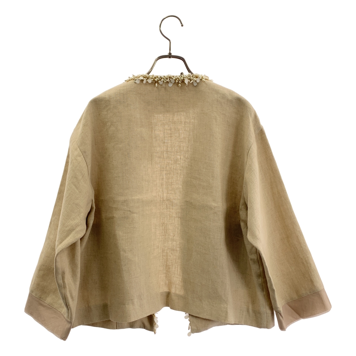 HOUSE OF LOTUS / ハウスオブロータス リネン パール装飾 ノーカラージャケット