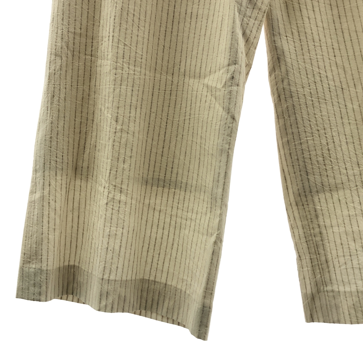 POSTELEGANT / ポステレガント Cotton Linen Stripe Wide Trouser / ドローストリング ギャザー ワイドパンツ / 裏地付き