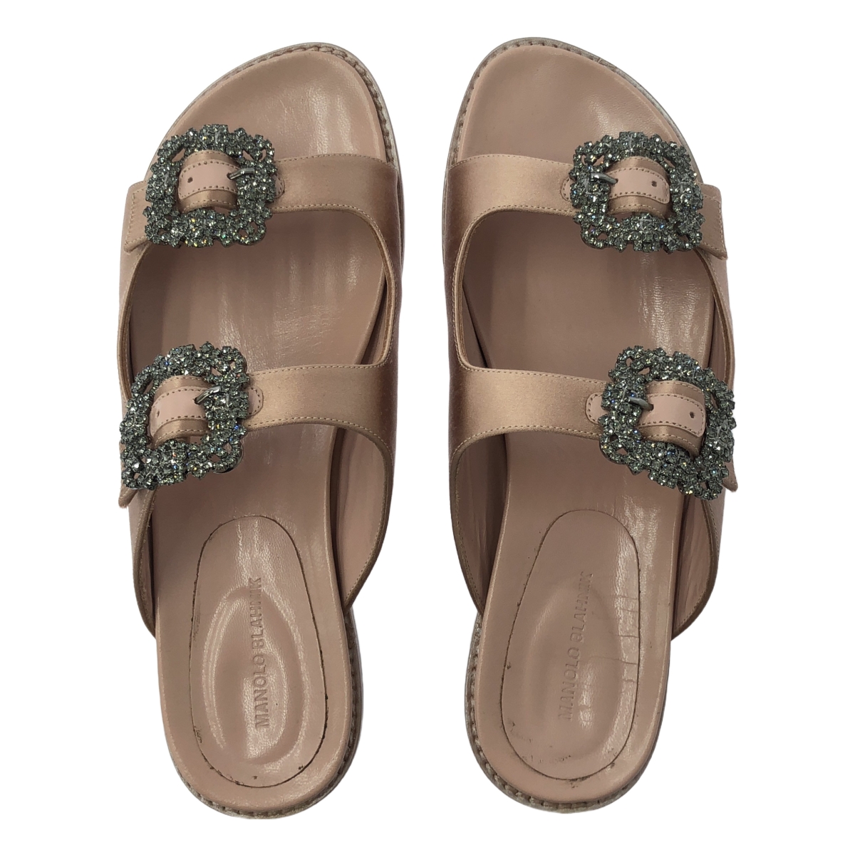 MANOLO BLAHNIK / マノロブラニク STURLUSHANGI ストラスハンギ / ハンギシ ビジューバックル サンダル