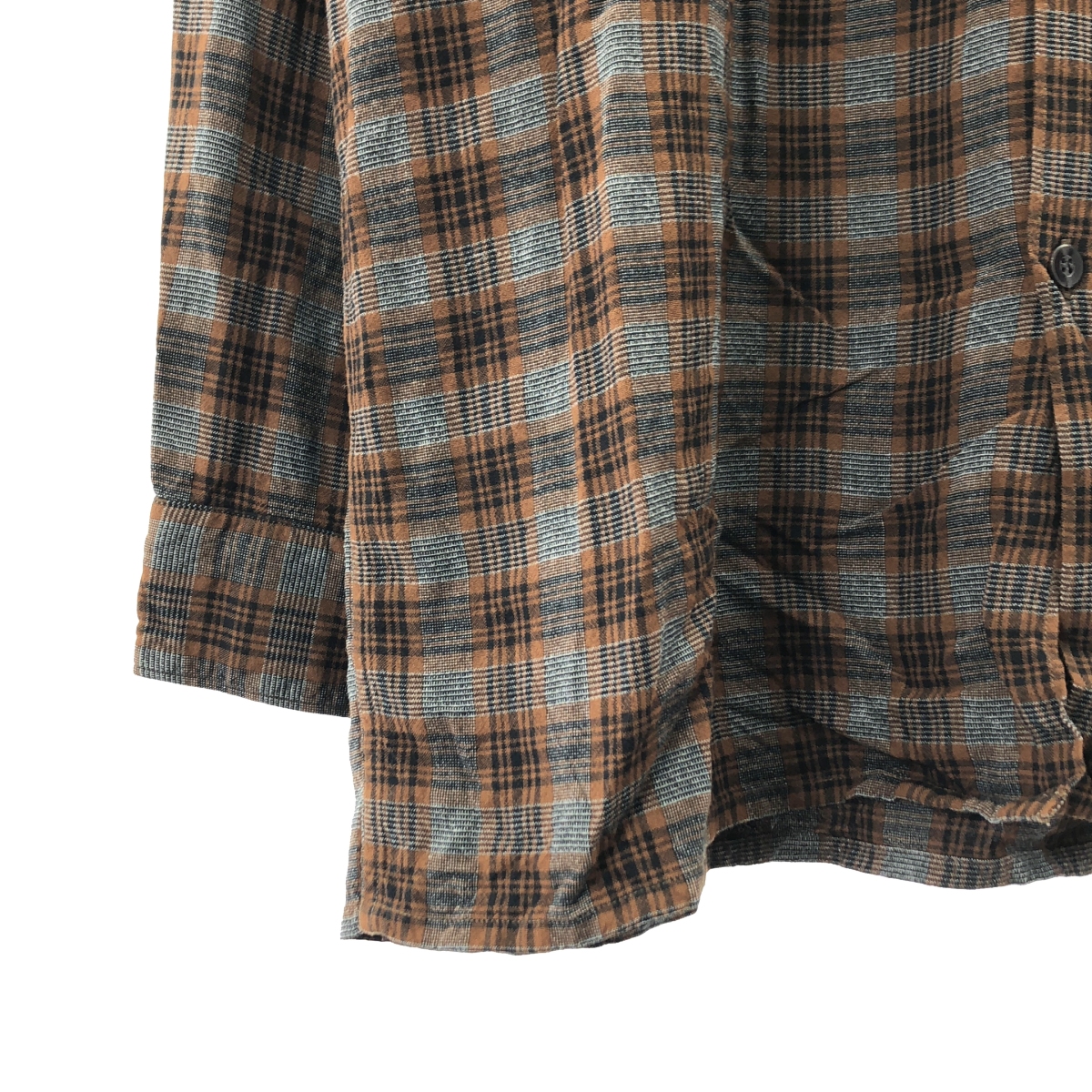 COMOLI / コモリ チェック レーヨン オープンカラーシャツ