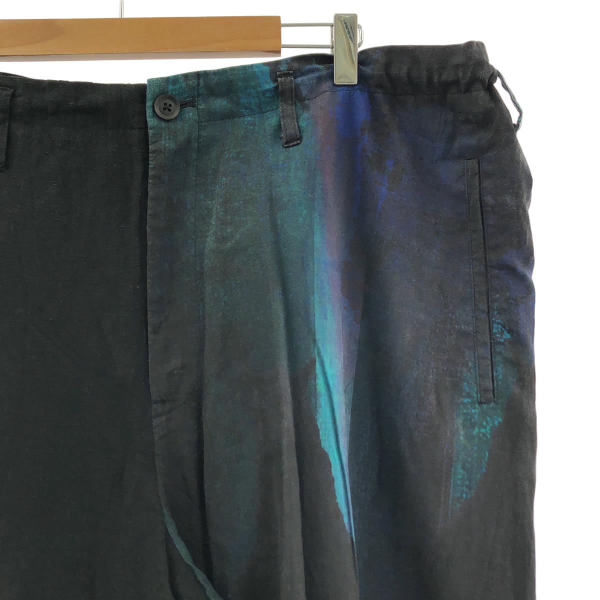YOHJI YAMAMOTO POUR HOMME / ヨウジヤマモトプールオム FOUNTAIN PRINT PANTS / ファウンテン プリント ドローストリング ワイド パンツ / 裏地付き