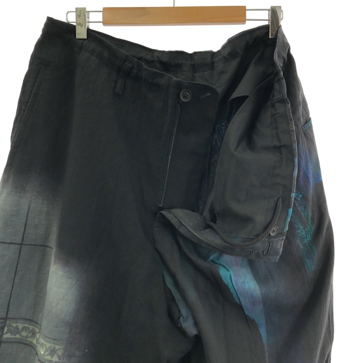 YOHJI YAMAMOTO POUR HOMME / ヨウジヤマモトプールオム FOUNTAIN PRINT PANTS / ファウンテン プリント ドローストリング ワイド パンツ / 裏地付き