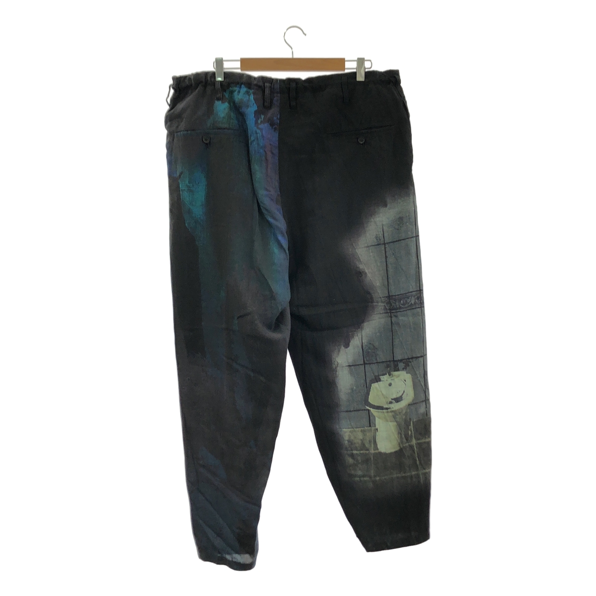 YOHJI YAMAMOTO POUR HOMME / ヨウジヤマモトプールオム FOUNTAIN PRINT PANTS / ファウンテン プリント ドローストリング ワイド パンツ / 裏地付き