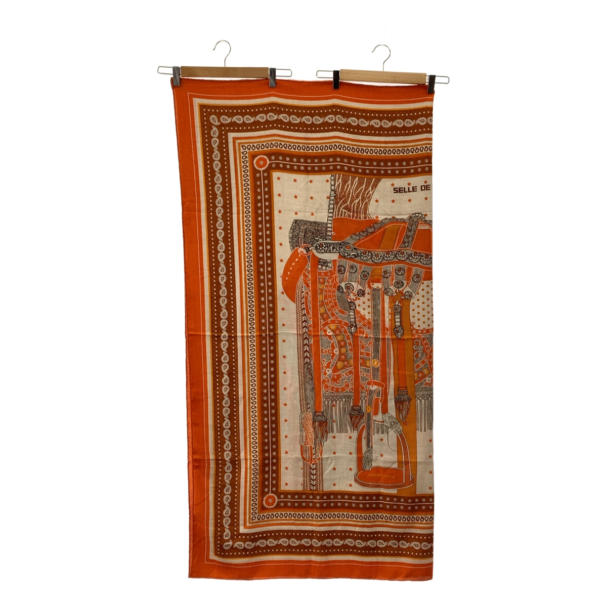 HERMES / エルメス 140 Selle de Dignitaire Bandana / cashmere silk / 高官の鞍 バンダナ / カシミヤ シルク 総柄 大判 ストール スカーフ