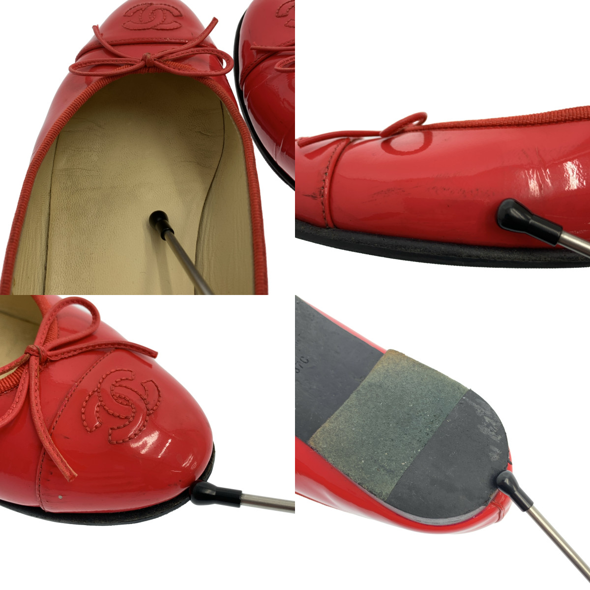 CHANEL / シャネル パテントレザー ココマーク バレリーナ フラットシューズ