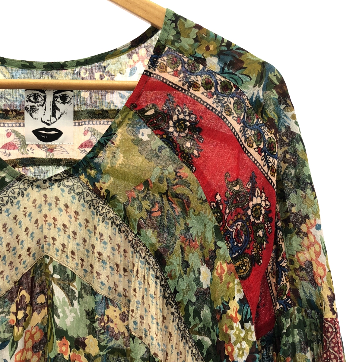 H / アッシュ 総柄 ギャザー ワンピース