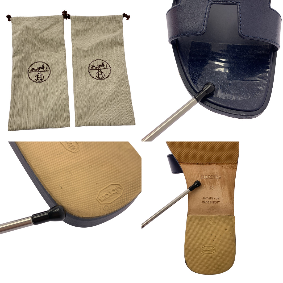 HERMES / エルメス Oran Sandales オラン レザー フラット サンダル