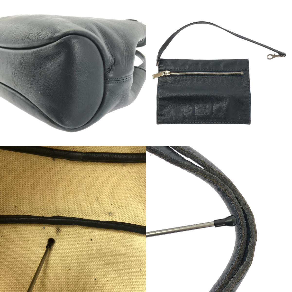 GIORGIO ARMANI / ジョルジオアルマーニ ポーチ付き レザー トートバッグ