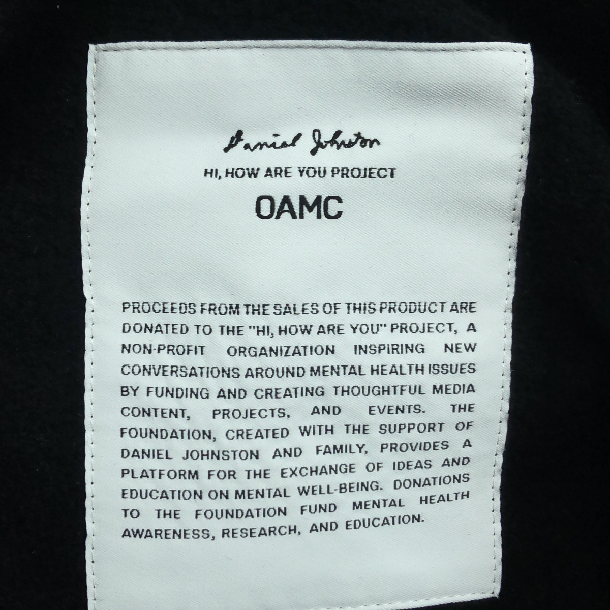 OAMC / オーエーエムシー × DANIEL JOHNSTON / HI.HOW ARE YOU? HOODIE パーカー