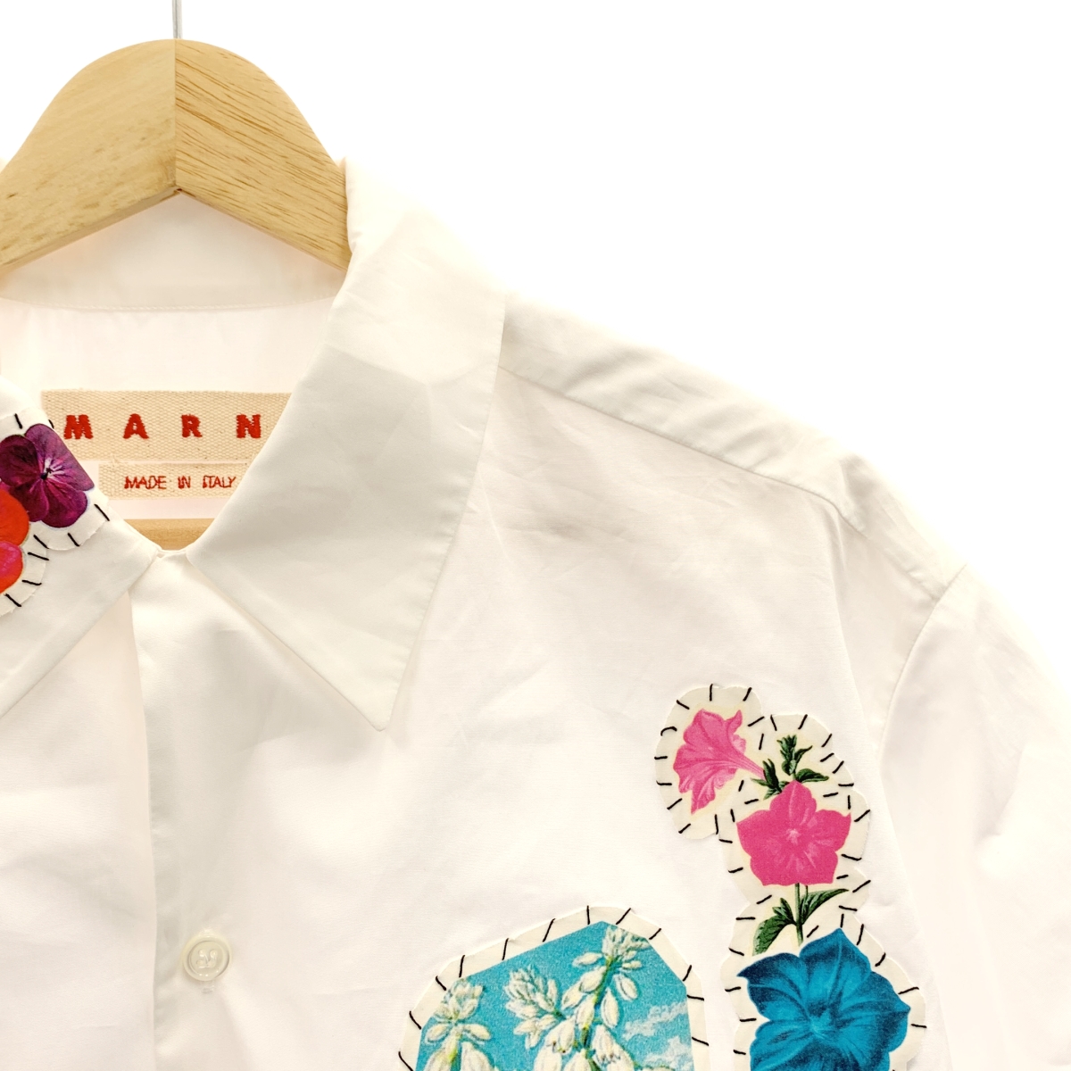 MARNI / マルニ フローラルパッチ 刺しゅう 半袖シャツ