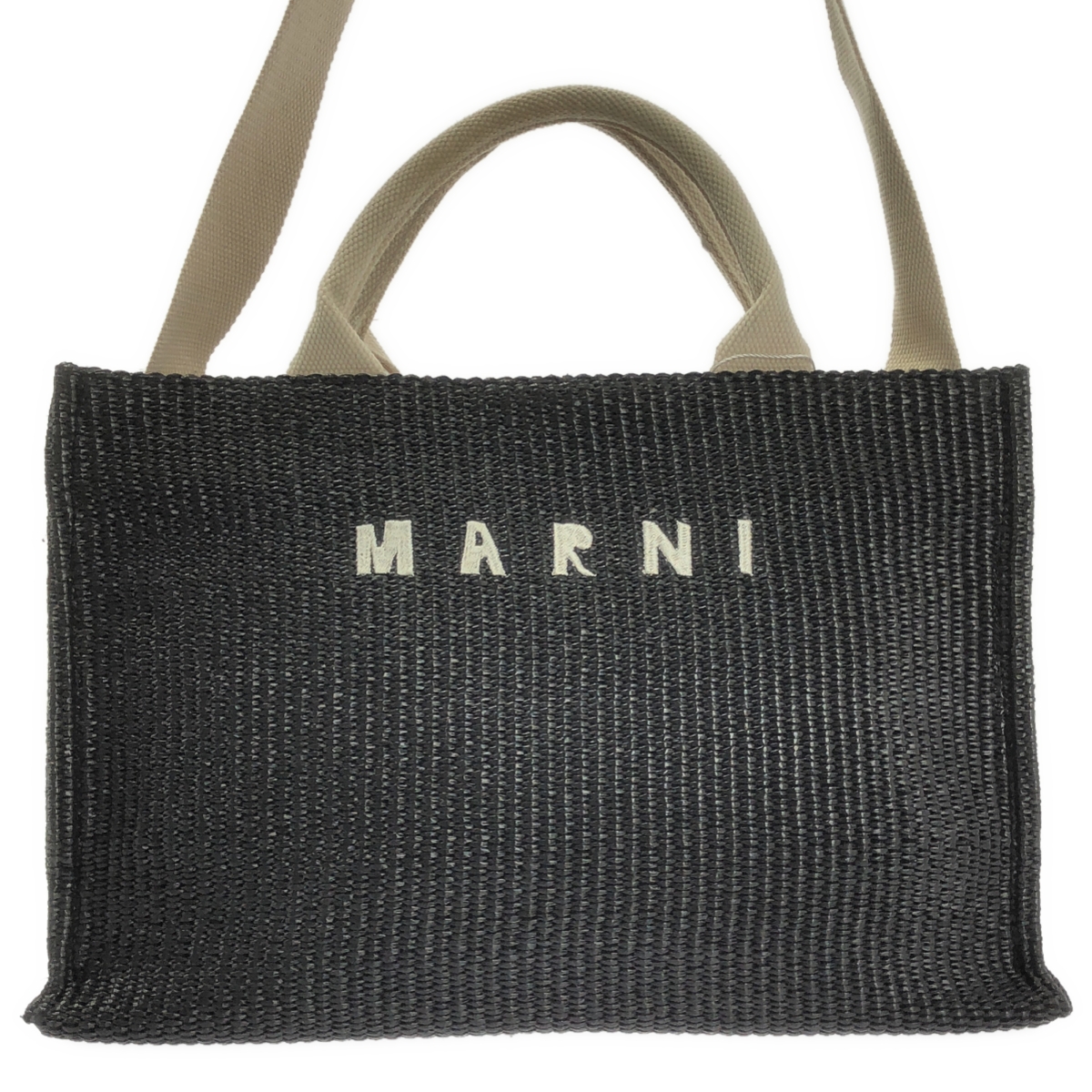 MARNI / マルニ 2way ショルダー付き ラフィア かご ロゴ ハンド トートバッグ