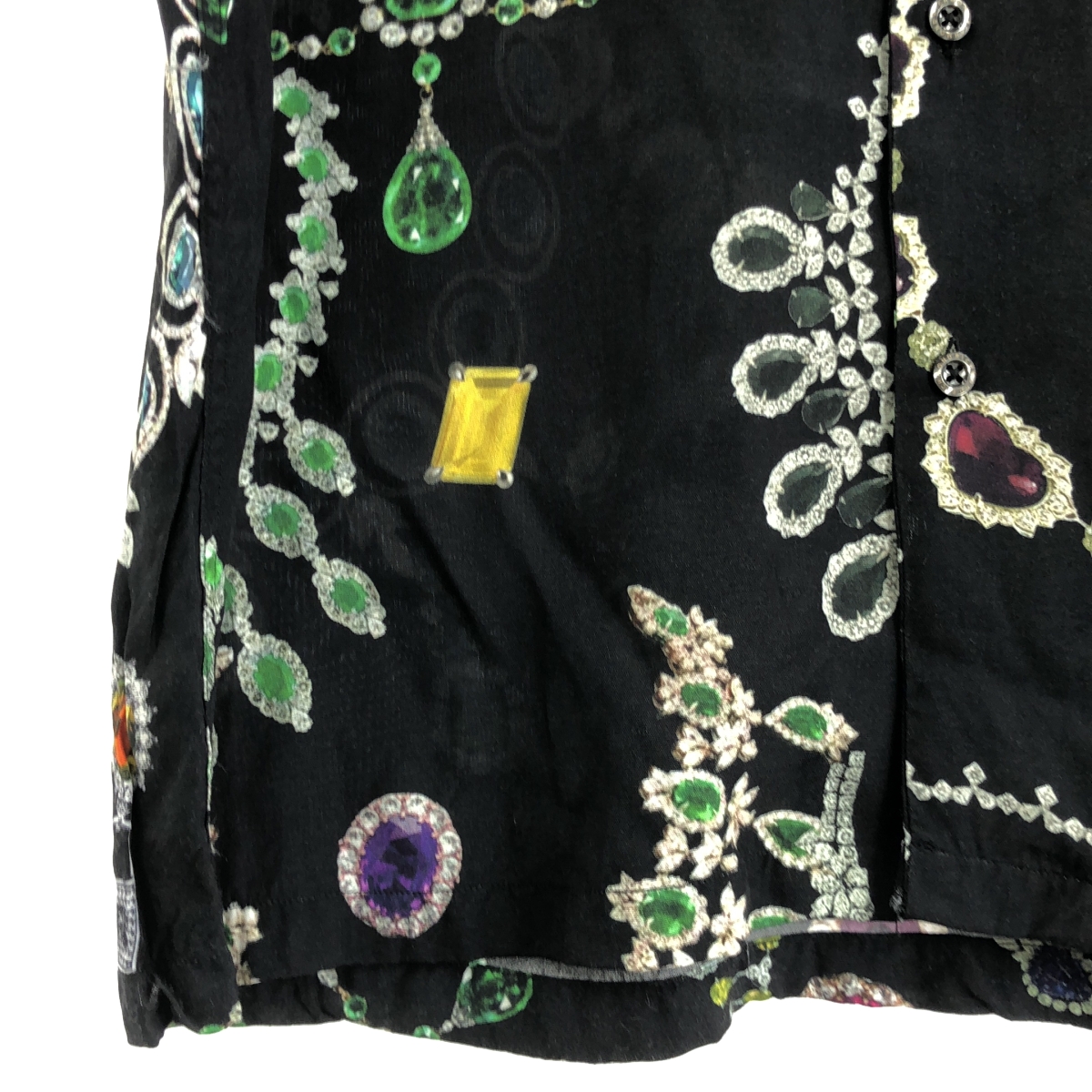 その他 ビスコース 総柄 ロゴボタン オーバーシャツ