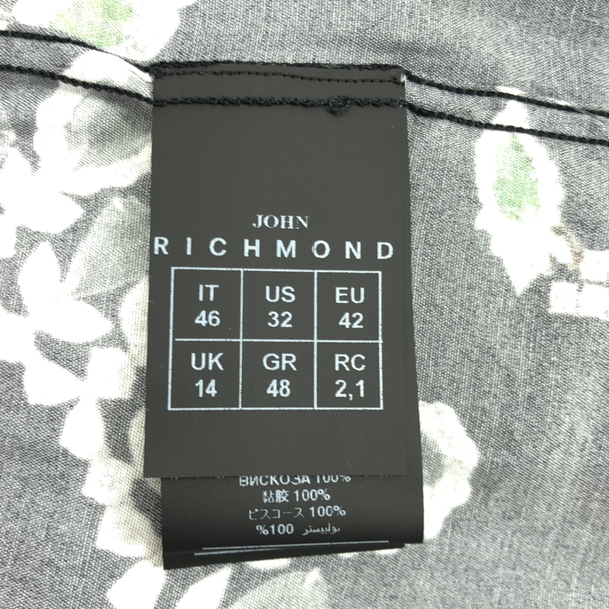 その他 ビスコース 総柄 ロゴボタン オーバーシャツ