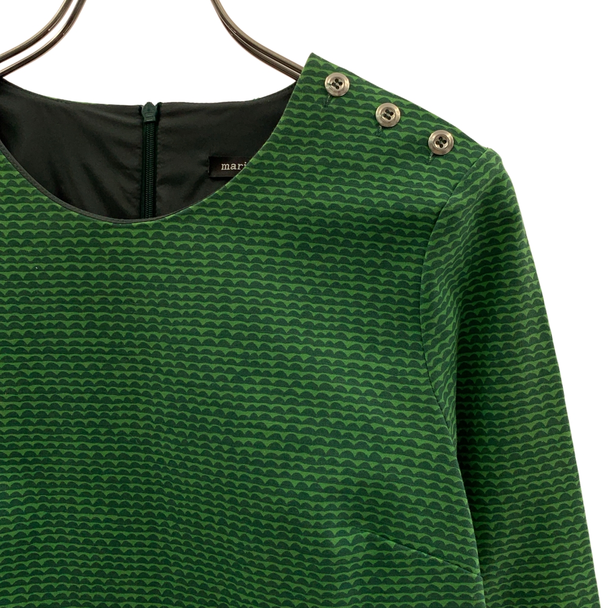 marimekko / マリメッコ 総柄 ショルダーボタン ポケット付き ワンピース / 裏地付き