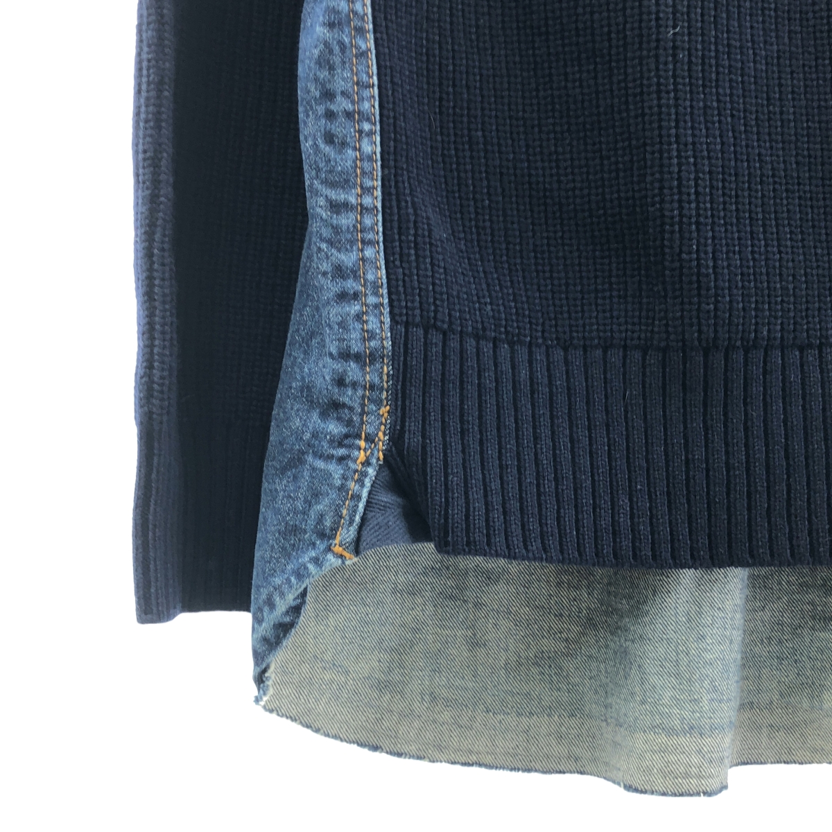 sacai / サカイ デニム ドッキング リブニット プルオーバー