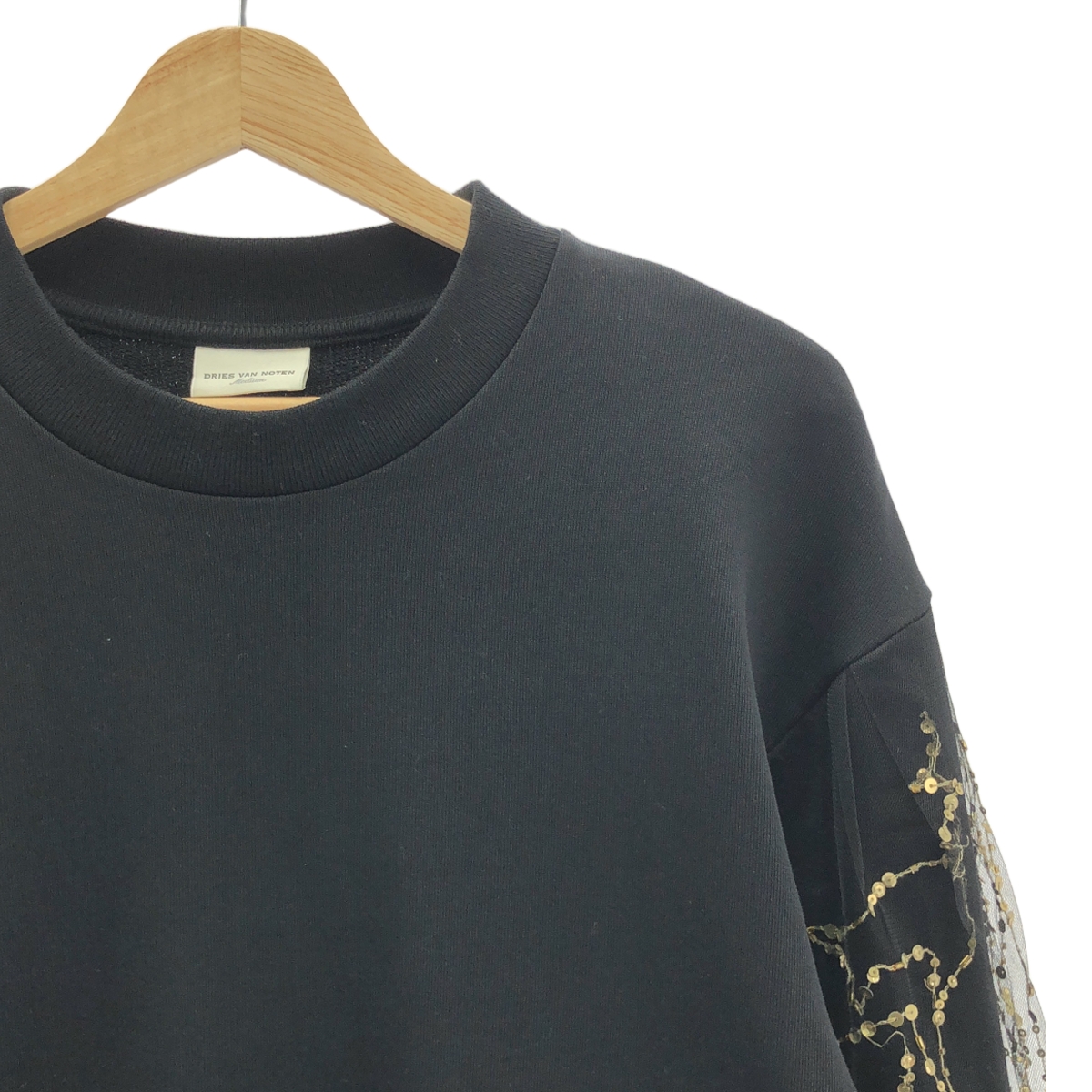 DRIES VAN NOTEN / ドリスヴァンノッテン スパンコール チュールスリーブ スウェット
