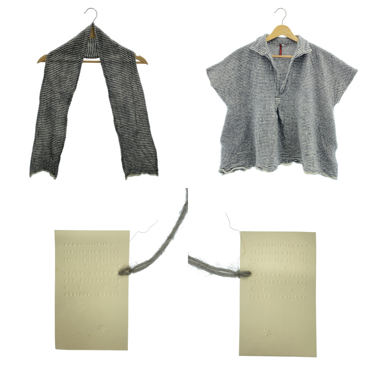 DANIELA GREGIS / ダニエラグレジス cashmere 100％ / カシミヤ ストール付き ダブルポケット ニット セーター