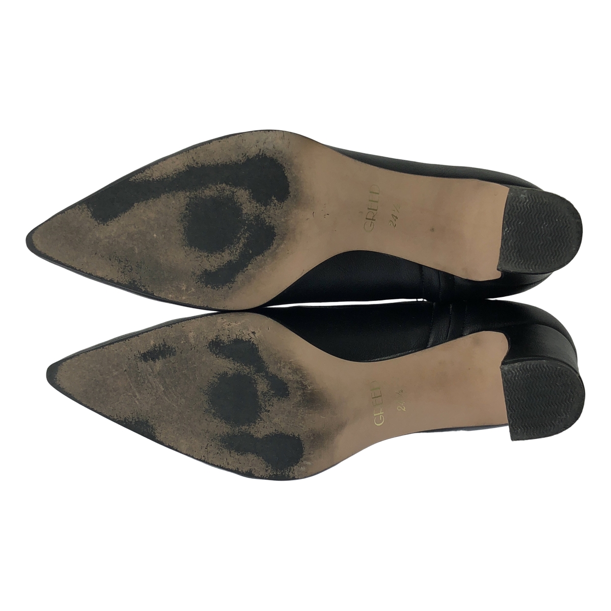 その他 ポインテッドトゥ レザー ヒールブーツ