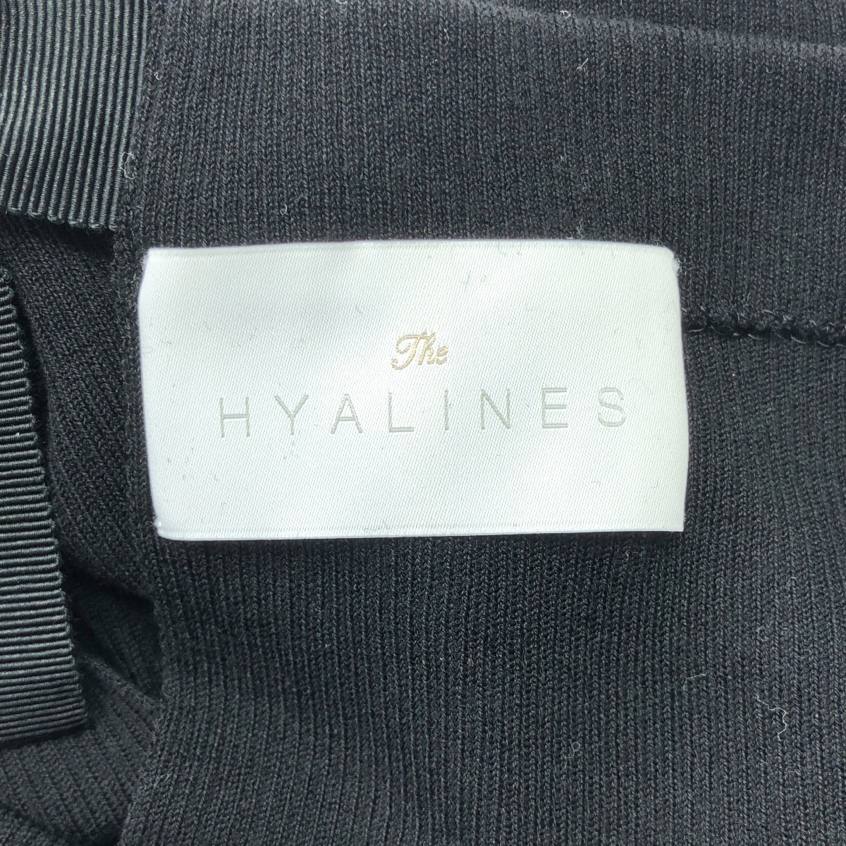 HYALINES / ハイアリン コットン バックリボン スクエアネック リブ ニット