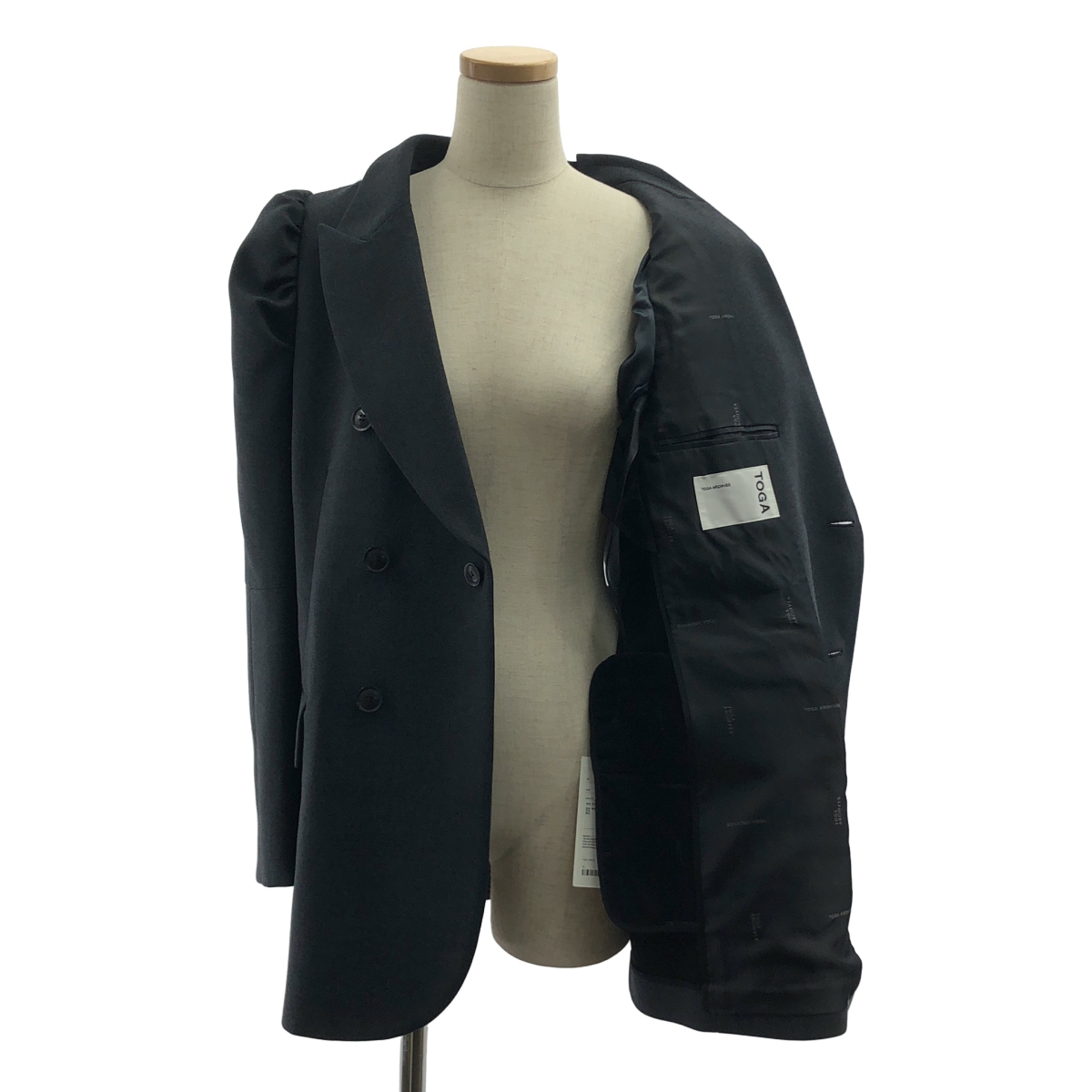 TOGA / トーガ Puff shoulder jacket / パフショルダージャケット / ロゴ総裏地