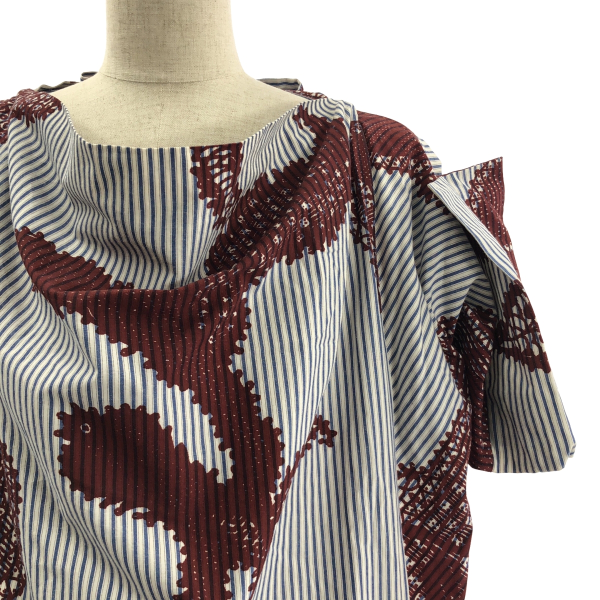 VIVIENNE WESTWOOD RED LABEL / ヴィヴィアンウエストウッドレッドレーベル オーバープリント コットン ストライプワンピース