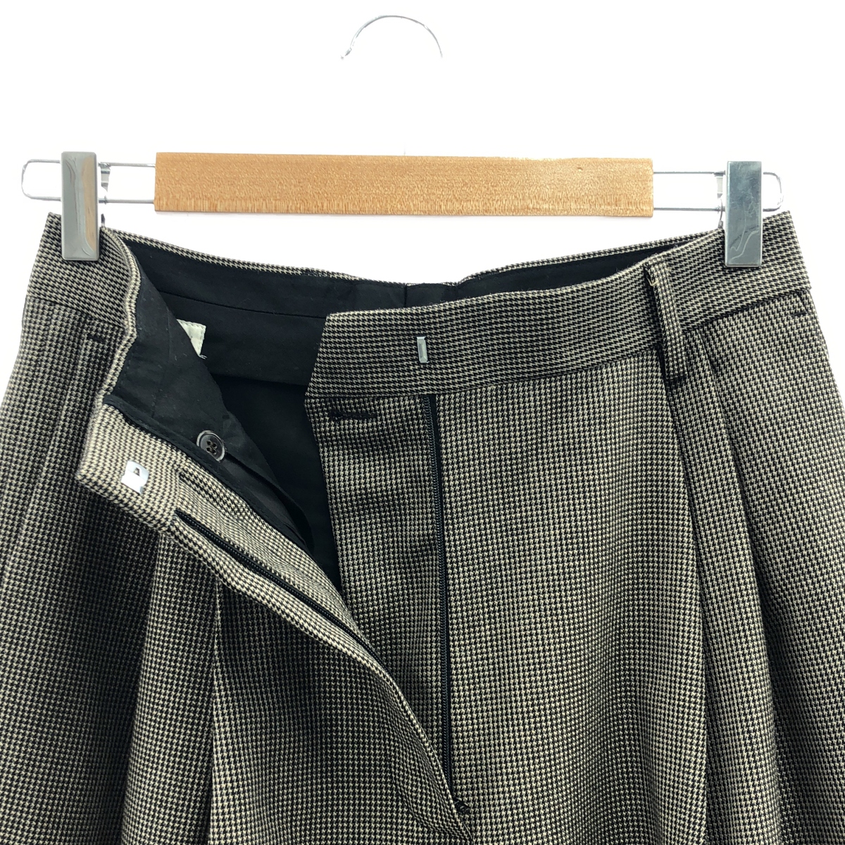 DRIES VAN NOTEN / ドリスヴァンノッテン 千鳥格子タック ウール ワイドパンツ