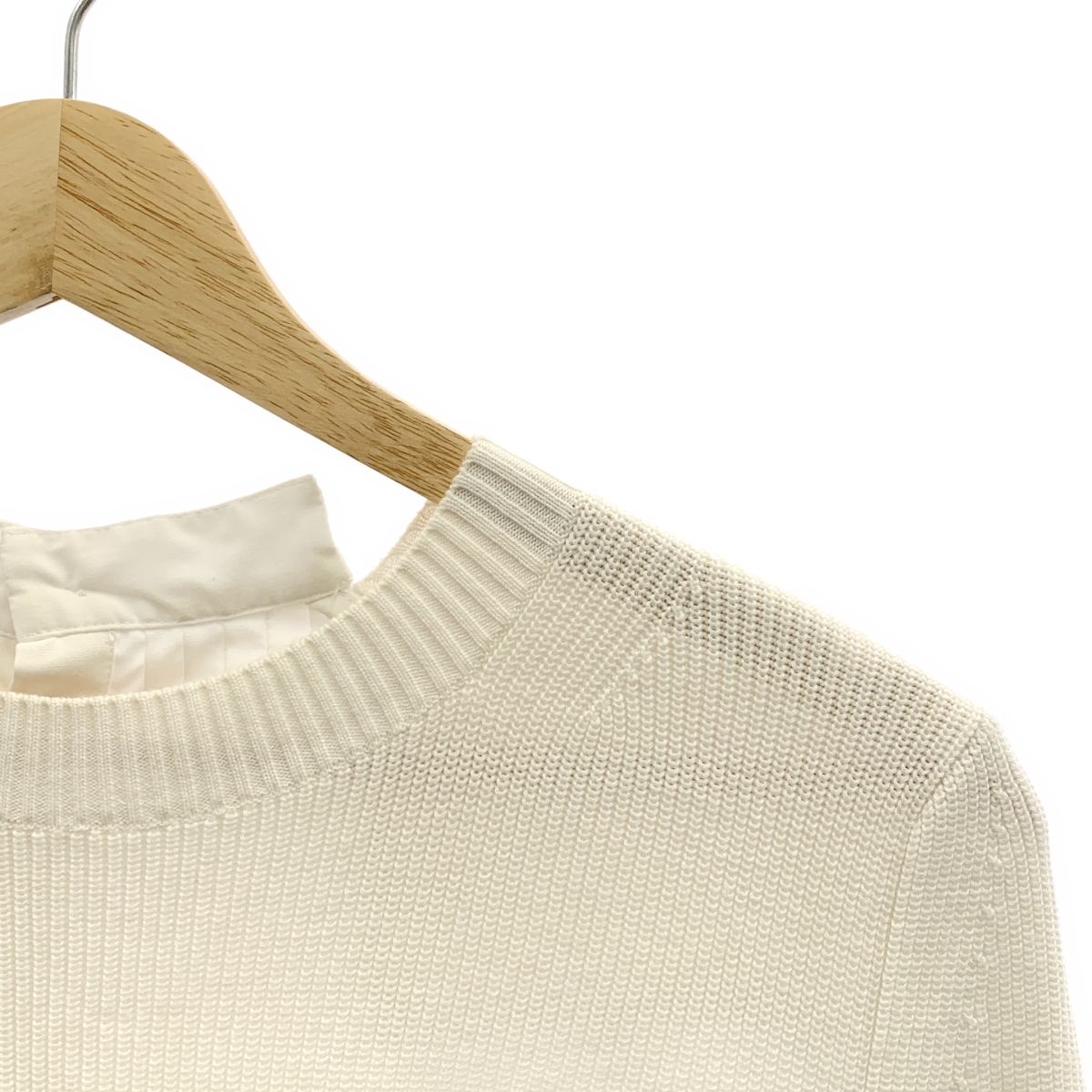 sacai / サカイ 異素材 切替 ドッキング ギャザースリーブ ニット シャツ ブラウス