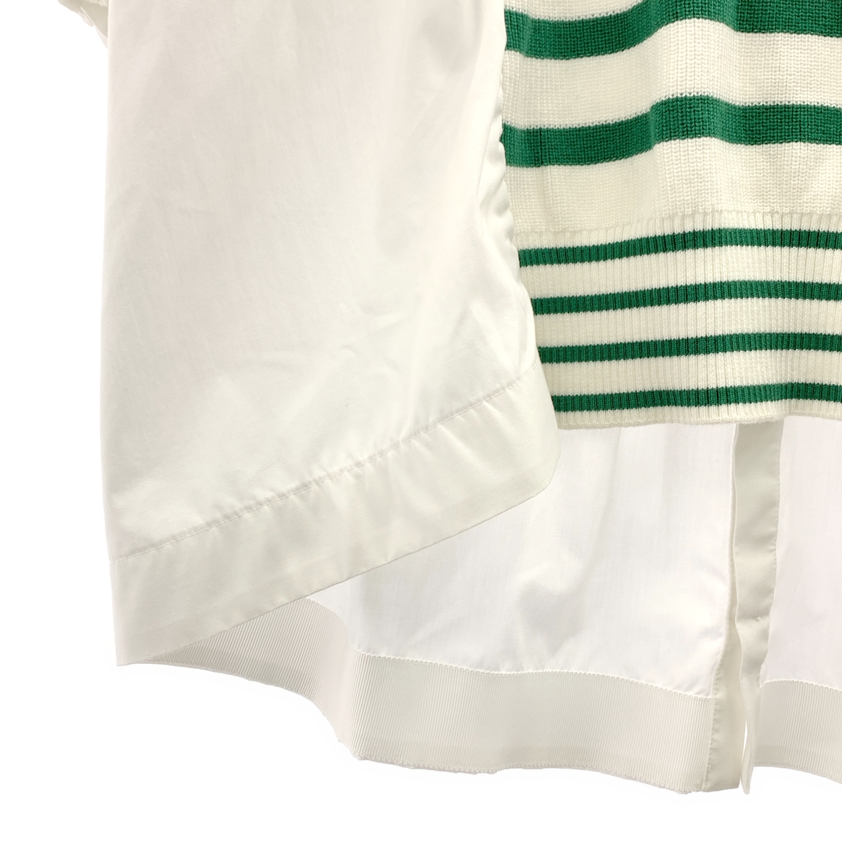 sacai / サカイ 異素材 切替 ドッキング ギャザースリーブ ニット シャツ ブラウス