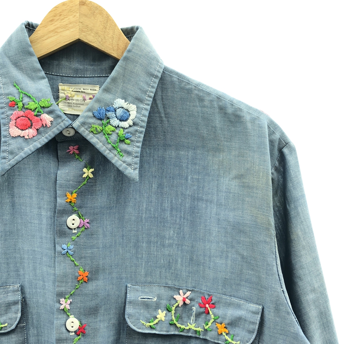 VINTAGE / ヴィンテージ古着 J.C.Penney BIG MAC / ジェイシーペニー ビッグマック エンブロイダリー シャンブレー シャツ