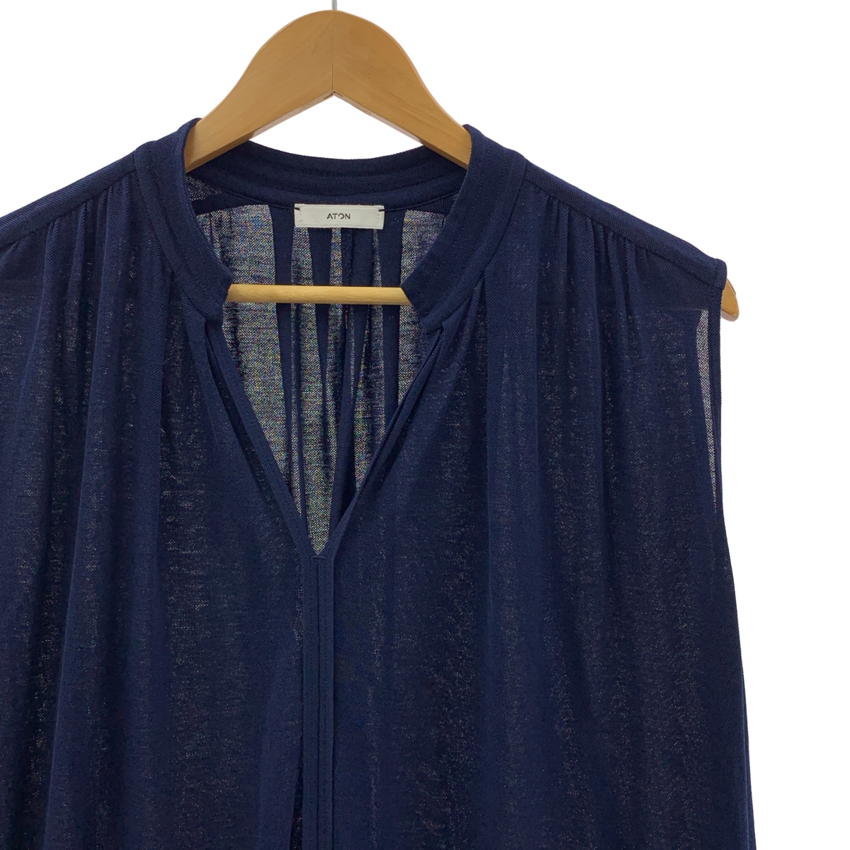 ATON / エイトン メッシュ ノースリーブ ワンピース