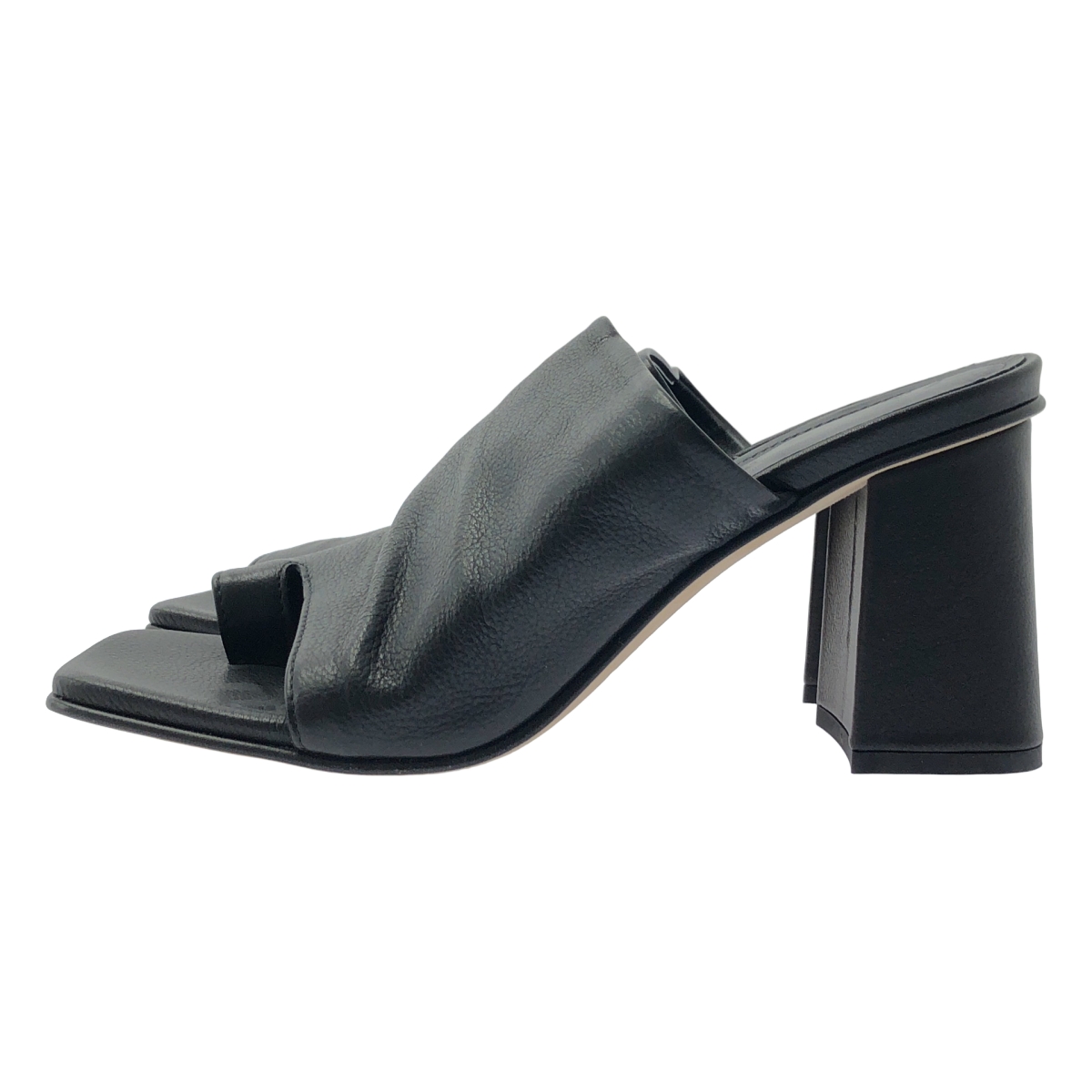 Fabio Rusconi / ファビオルスコーニ レザー スクエアトゥ チャンキーヒール サンダル