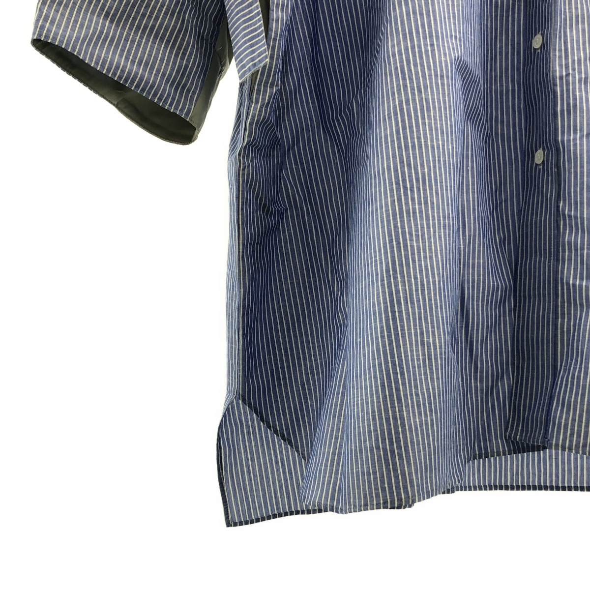 NAKAGAMI / ナカガミ ストライプ シャツ ギャザー ロングワンピース