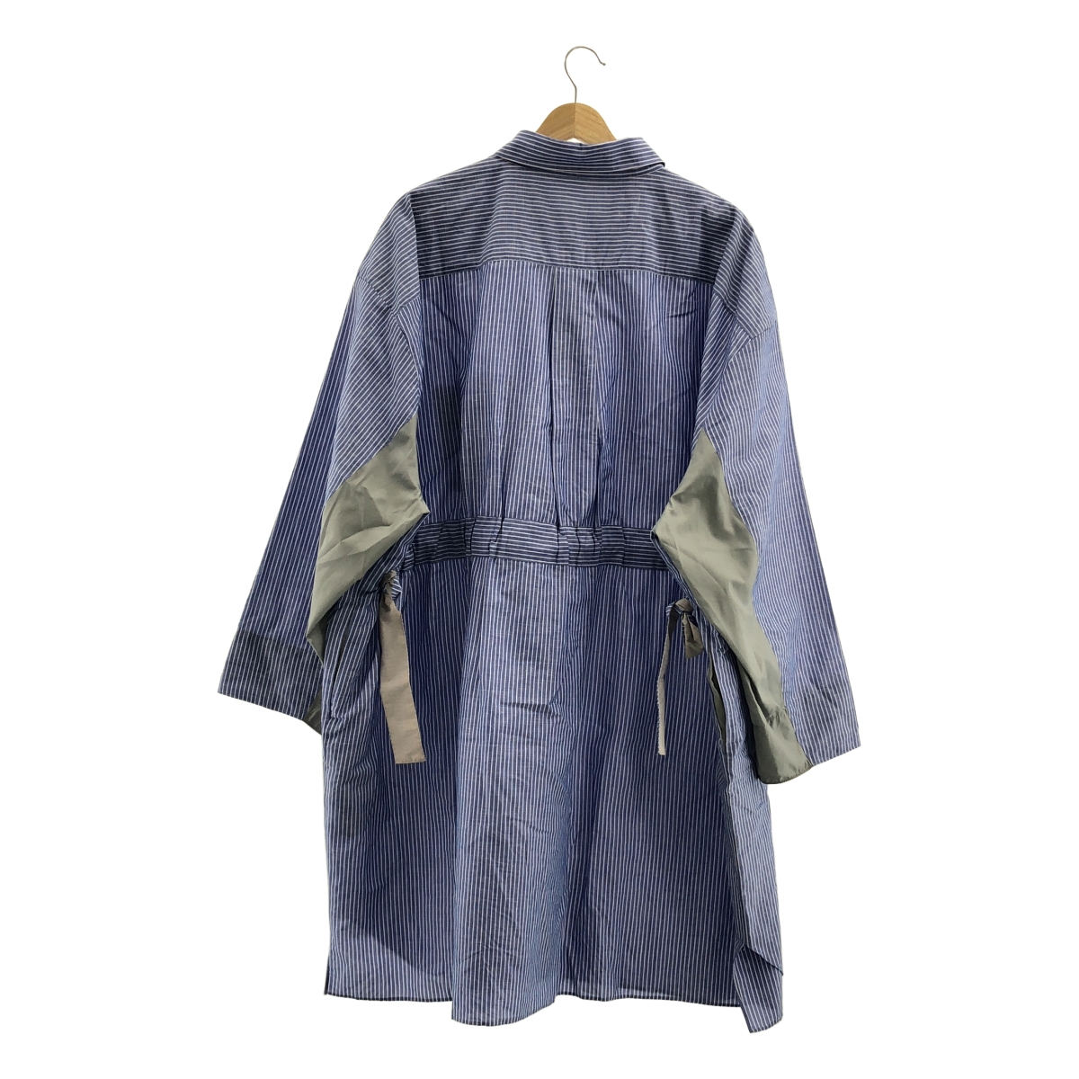 NAKAGAMI / ナカガミ ストライプ シャツ ギャザー ロングワンピース