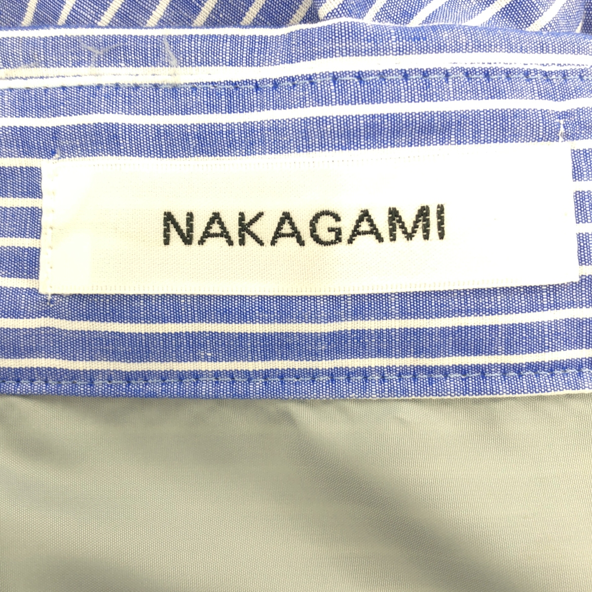 NAKAGAMI / ナカガミ ストライプ シャツ ギャザー ロングワンピース