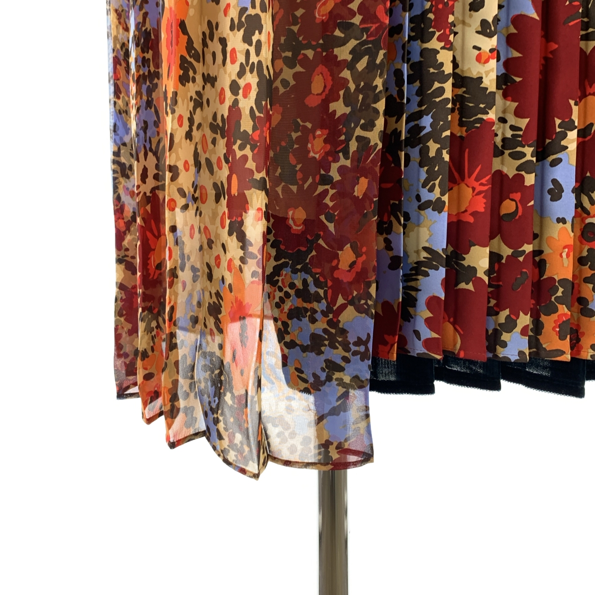 sacai / サカイ フラワープリント ベロア切替 プリーツ ラップスカート