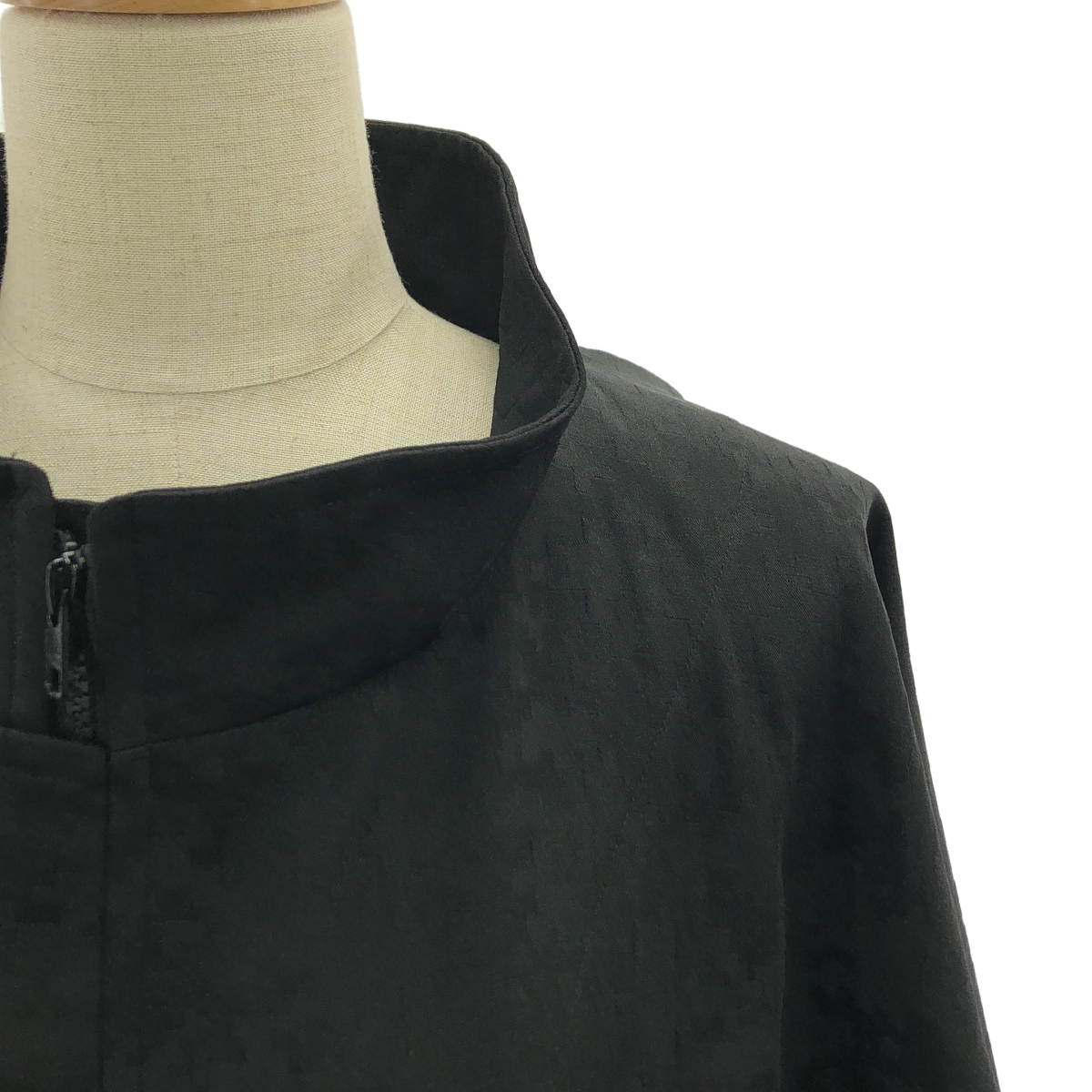 REGULATION Yohji Yamamoto / レギュレーションヨウジヤマモト ジャガード レース切替 レイヤード スタンドネック オーバー モッズコート