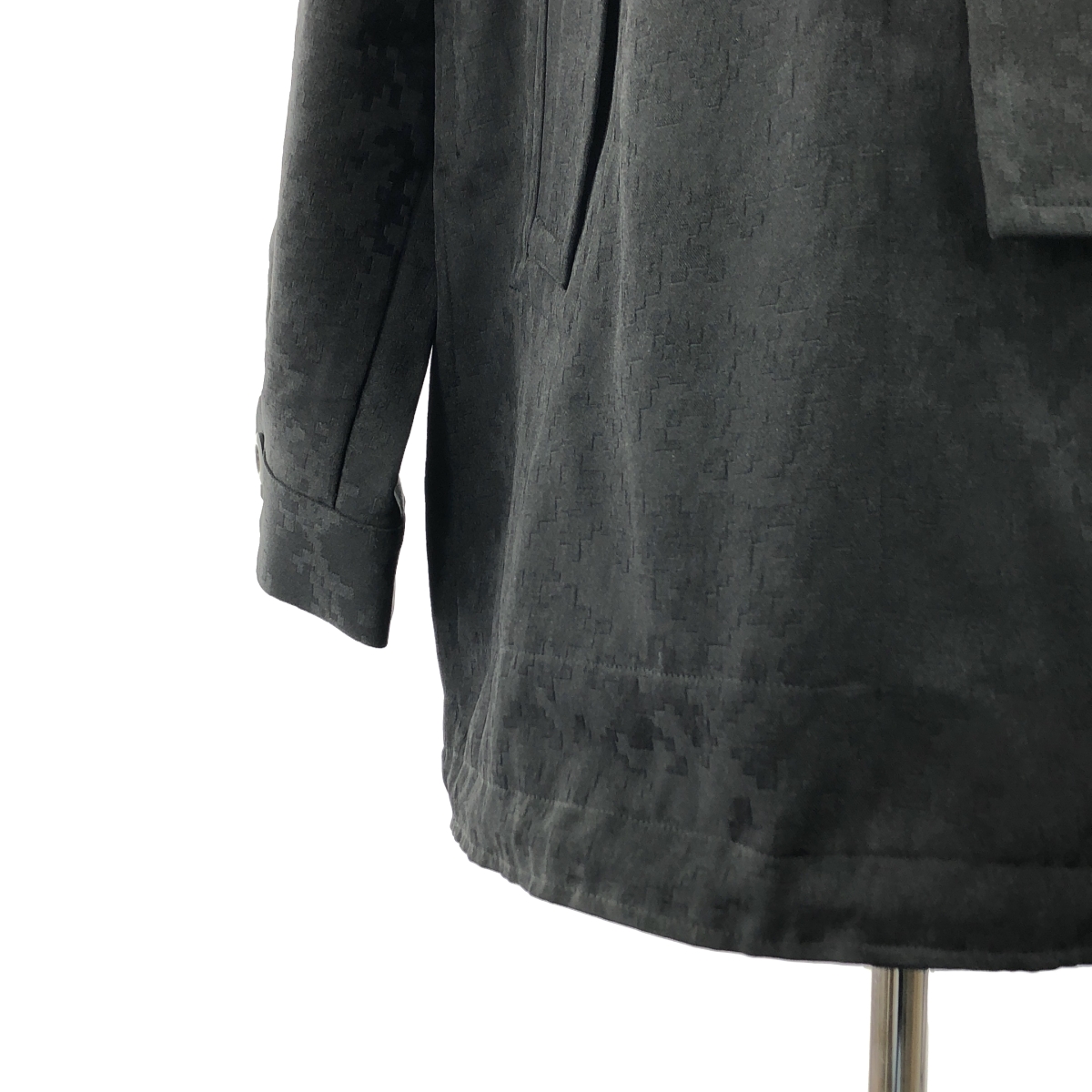 REGULATION Yohji Yamamoto / レギュレーションヨウジヤマモト ジャガード レース切替 レイヤード スタンドネック オーバー モッズコート