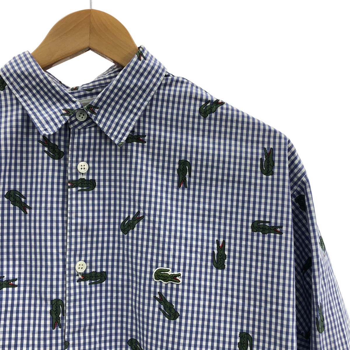 COMME des GARCONS SHIRT / コムデギャルソンシャツ × LACOSTE / ラコステ ギンガムチェック 総柄 変形 ねじれ シャツ