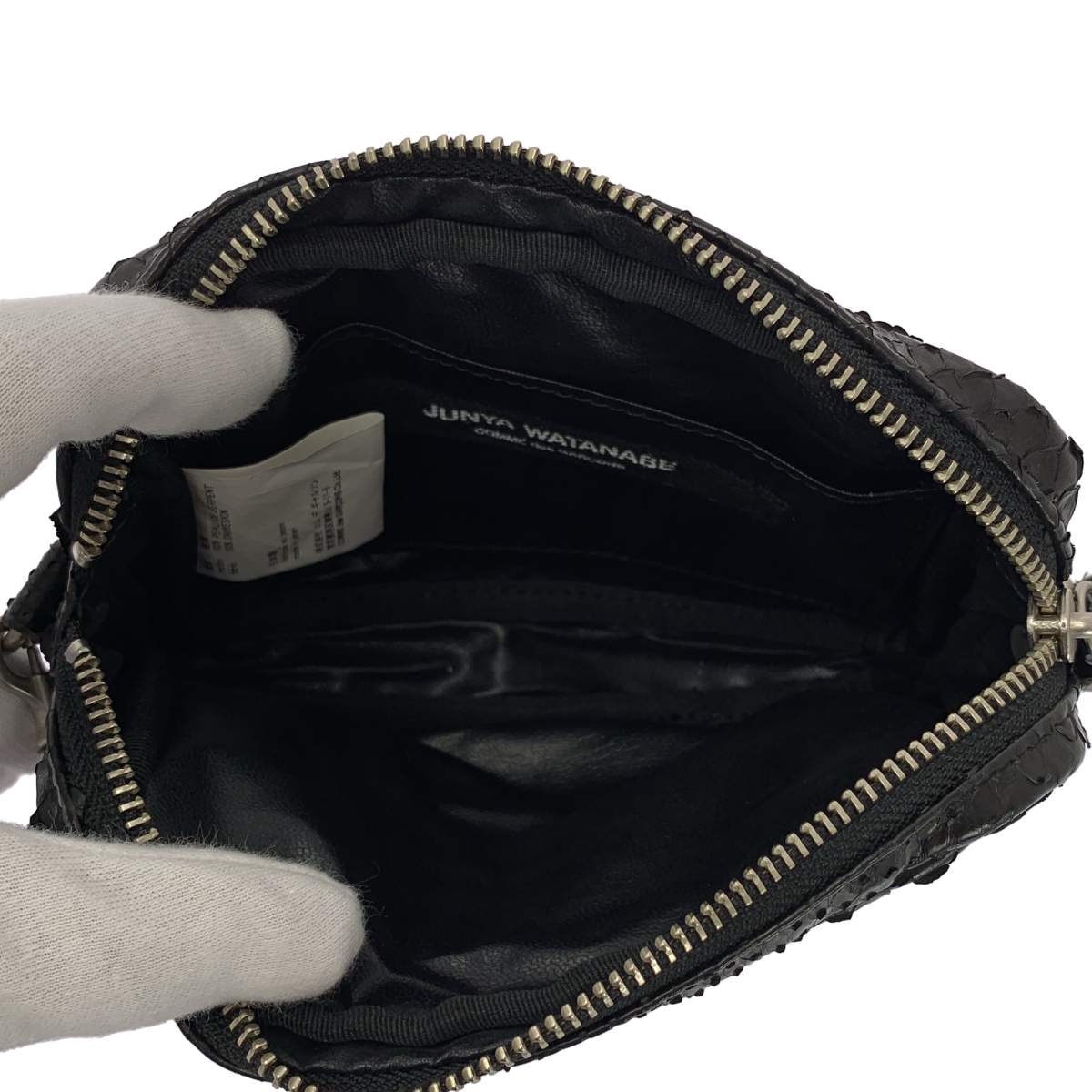 JUNYA WATANABE COMME des GARCONS / ジュンヤワタナベ 蛇革 パイソン レザー スタッズ 装飾 ハンドバッグ ポーチ