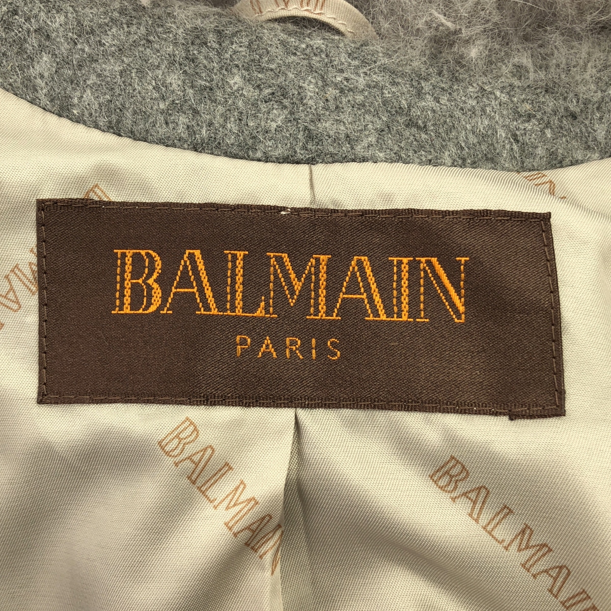 BALMAIN / バルマン cashmere 100％ / カシミヤ フォックスファー ポンチョ ジャケット / 着脱可フード / ロゴ裏地付き