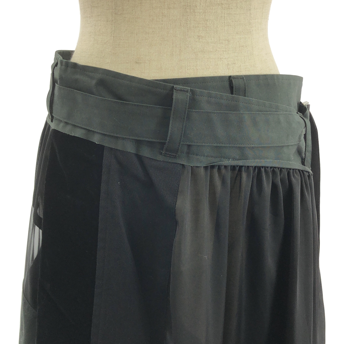 sacai / サカイ パッチワーク シアー フレア ラップ スカート