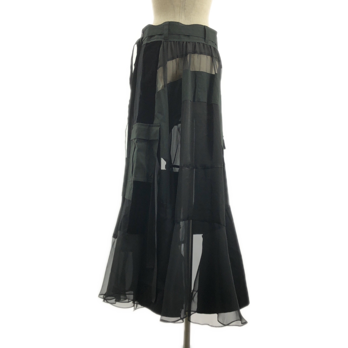 sacai / サカイ パッチワーク シアー フレア ラップ スカート