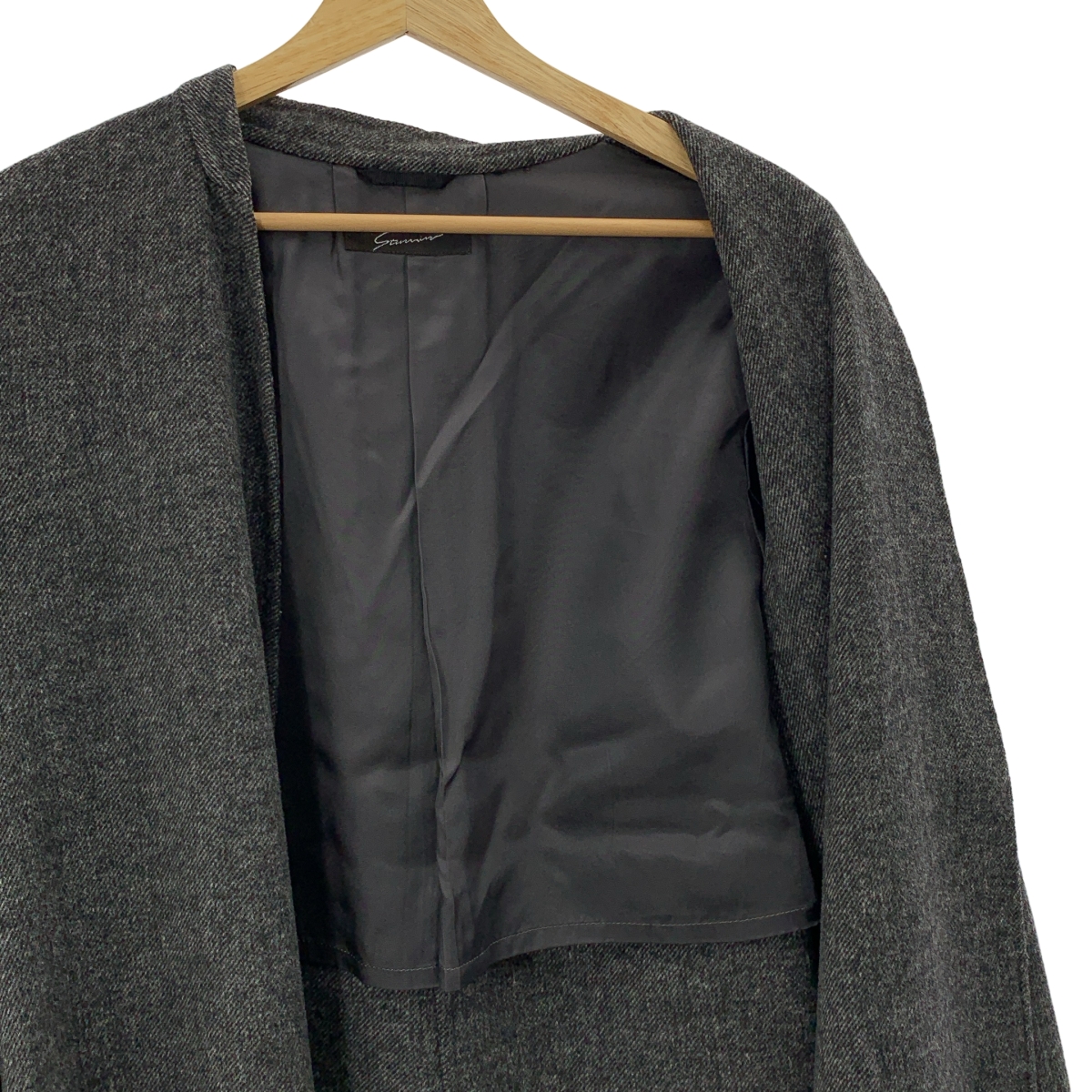 その他 ノーカラー ベルテッド コート